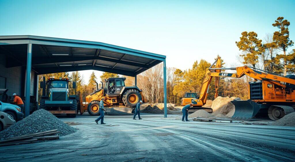 construção de garagem metálica